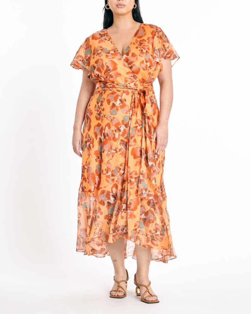 Front of a model wearing a size 10 Blaire Dress in Melon Multi by Tanya Taylor. | dia_product_style_image_id:295854